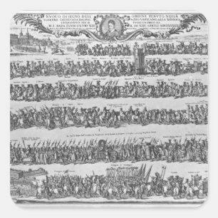 Die Prozession von Papst Innocent XII Quadratischer Aufkleber