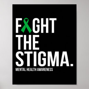 Die psychische Gesundheit von Stigma Green Ribbon Poster