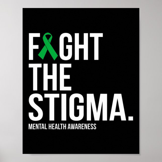 Die psychische Gesundheit von Stigma Green Ribbon Poster (Vorne)