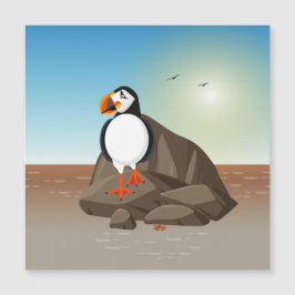 Die Puffin stehend entlang der Küste Magnetkarte