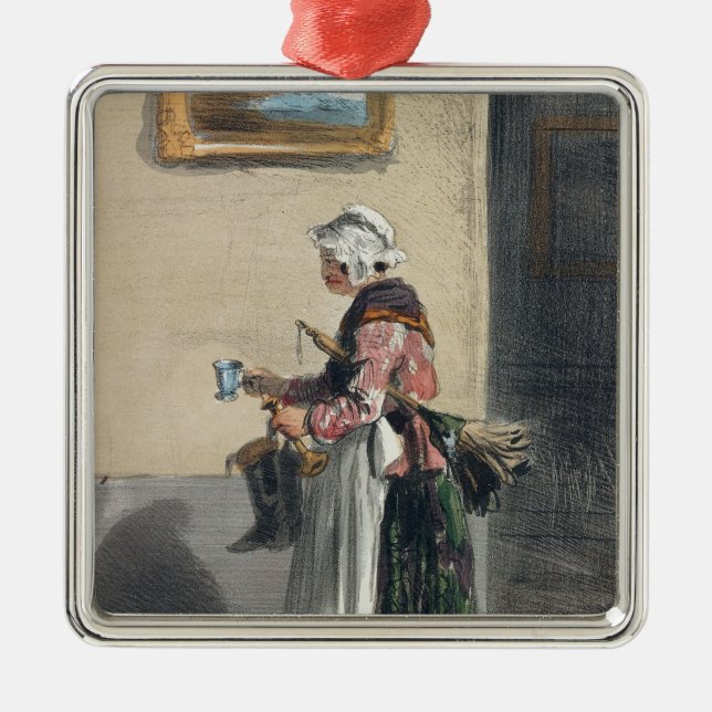 Die Putzfrau, von 'Les Femmes De Paris Silbernes Ornament (Vorne)