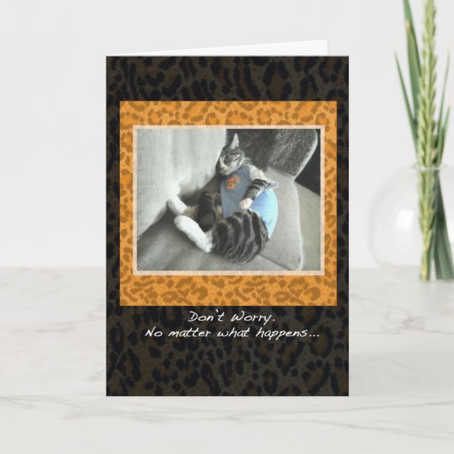 Die Pyjamas der Katze jubeln oben Karte zu (Vorderseite)