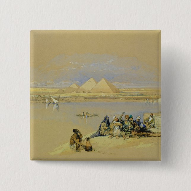 Die Pyramiden in Giseh, nahe Kairo (w/c) Button (Vorderseite)