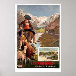 Die Pyrenäen, Gavarnie Vintage Tourismus Reise Poster
