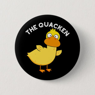 Die Quacken Lustige Ente Wortspiel Dunkler Hinterg Button