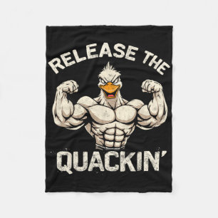 Die Quackin' Muckle Duck Bodybuilder Joke Fleecedecke