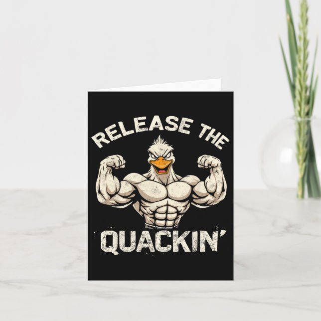 Die Quackin' Muckle Duck Bodybuilder Joke Karte (Vorderseite)