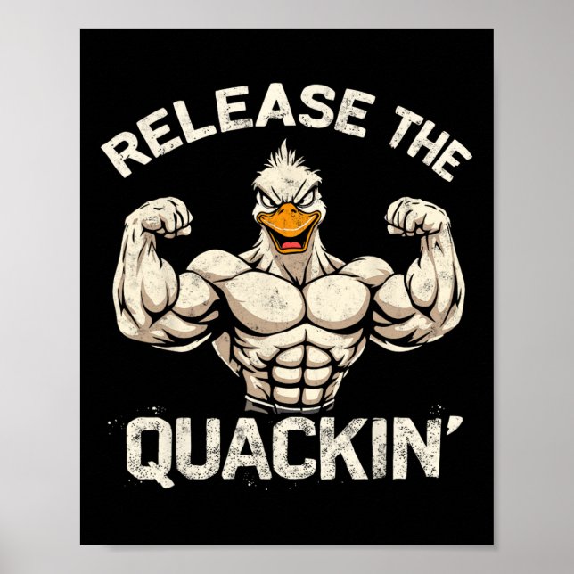 Die Quackin' Muckle Duck Bodybuilder Joke Poster (Vorne)