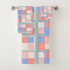 Die Quad Color Squares Badhandtuch Set