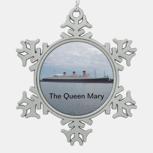 Die Queen Mary-Kreuzschiff-Verzierung Schneeflocken Zinn-Ornament (Vorderseite)