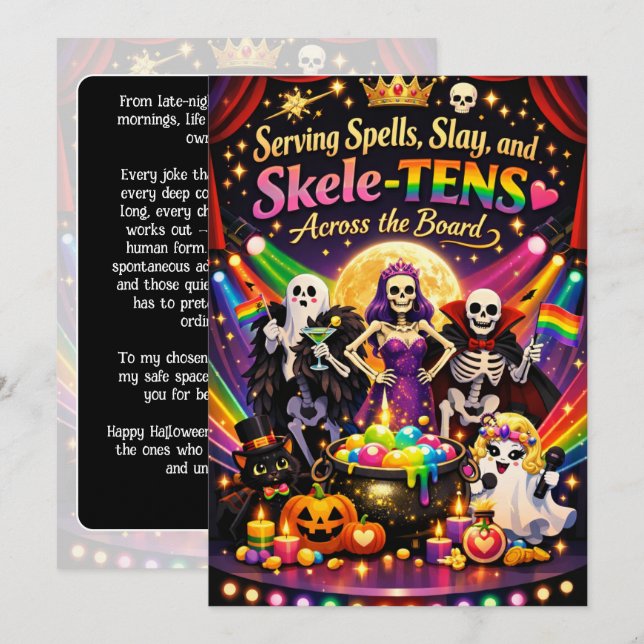 🎃🌈 Die Queer Halloween Cabaret Karte (Vorne/Hinten)