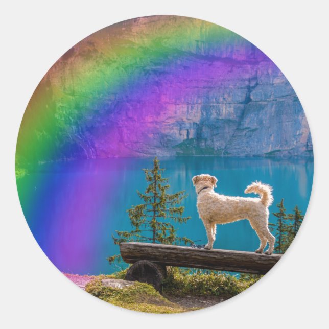 Die Rainbow Bridge Gedicht, In Erinnerung an einen Runder Aufkleber (Vorderseite)