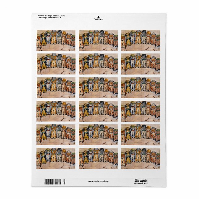 Die Rauchkatzen von Louis Wain Adressaufkleber (Vorne)