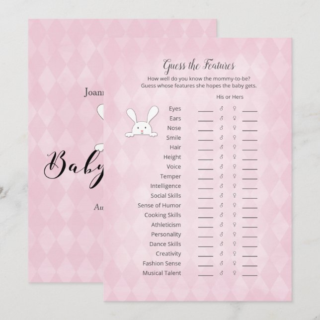 Die Raute von White Bunny Pink schätzt die Feature Einladung (Vorne/Hinten)