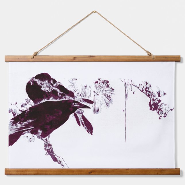 Die Ravens in den Bäumen Wandteppich Mit Holzrahmen (Vorne)