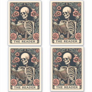 Die Reader Skeleton Tarot Card Aufkleber