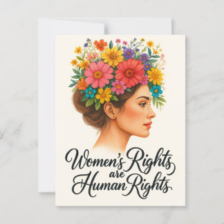 Die Rechte der Frau sind Menschenrechte und floral Postkarte