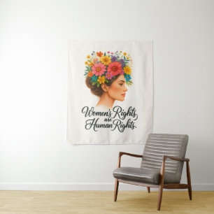 Die Rechte der Frau sind Menschenrechte und floral Wandteppich