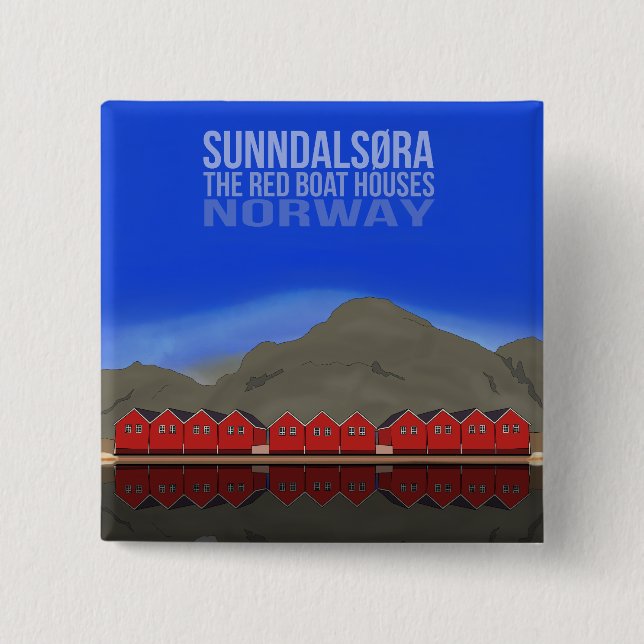 Die Red Boat Houses Sunndalsøra Norwegen Button (Vorderseite)