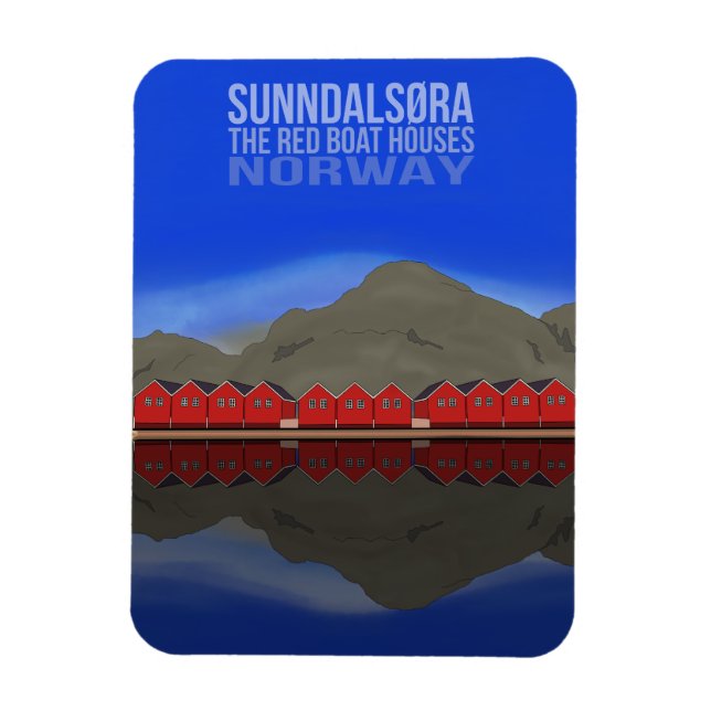 Die Red Boat Houses Sunndalsøra Norwegen Magnet (Vertikal)