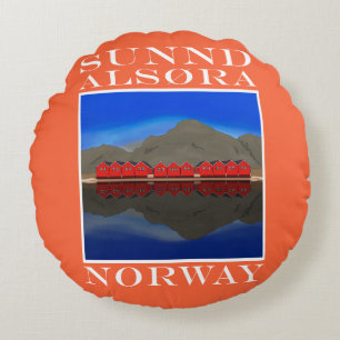 Die Red Boat Houses Sunndalsøra Norwegen Rundes Kissen