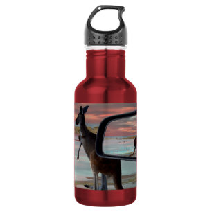"Die Reflektionen der Wildnis: Ein Kangaroo am Str Edelstahlflasche