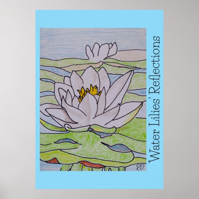Die Reflektionen von Water Lilies Poster (Vorne)
