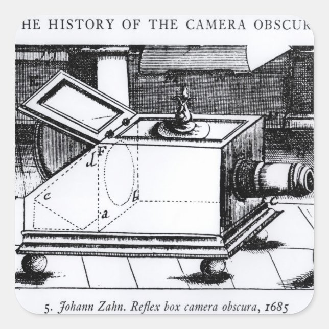 Die Reflexkamera obscura Quadratischer Aufkleber (Vorderseite)