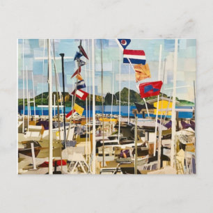 "Die Regatta" in geschnittenem Papier Einladungspostkarte