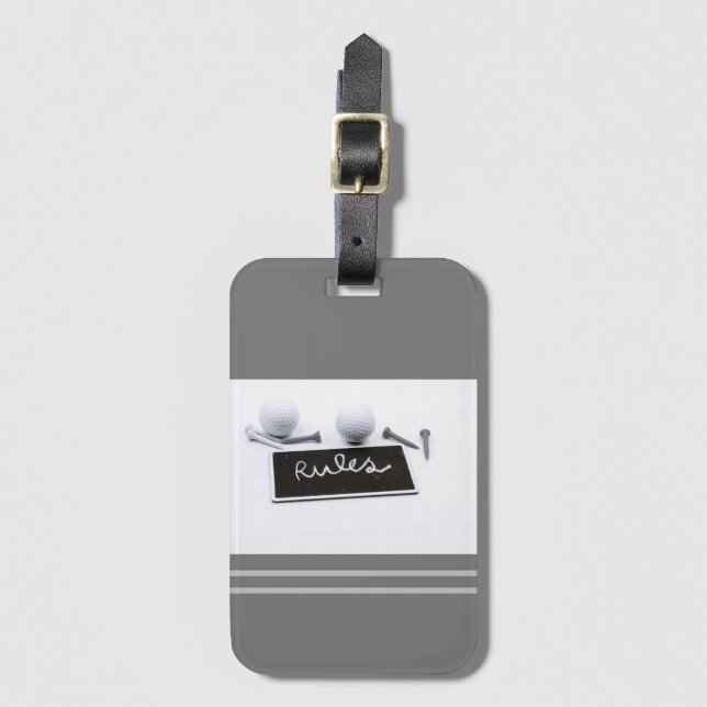 Die Regeln des Golfspiels mit Golfball und Tee-Duo Gepäckanhänger (Vorderseite Vertikal)