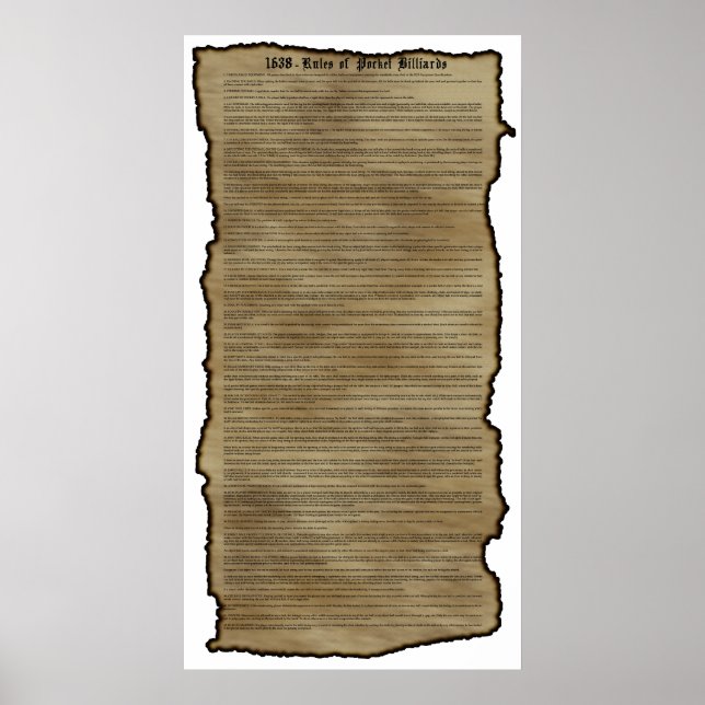 Die Regeln für den Pool Poster (Vorne)
