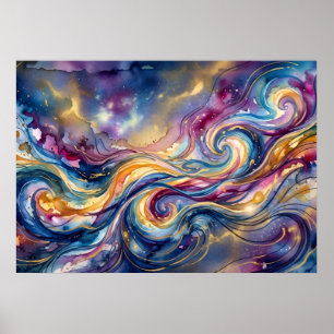Die Regenbogenströmung der Geist-Fluss-Wandkunst Poster