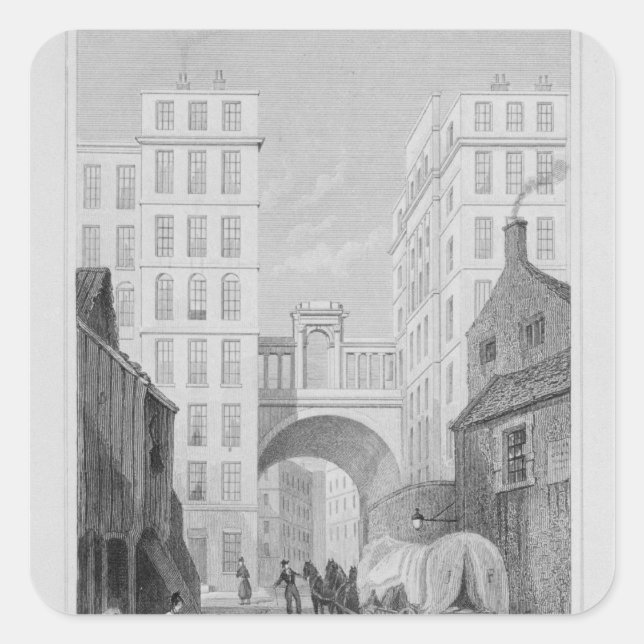Die Regent Bridge, Edinburgh Quadratischer Aufkleber (Vorderseite)