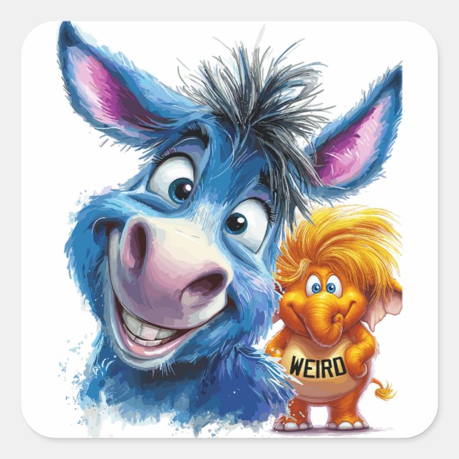 Die Regierung ist komisch, per Tim Walz Quadratischer Aufkleber (Vorderseite)