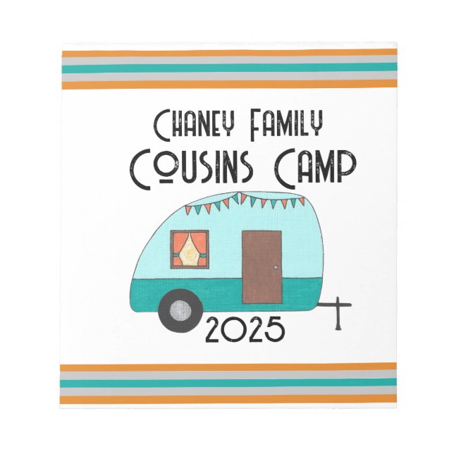 Die Reise-Cousin Camp Retro Camper Notizblock (Vorderseite)