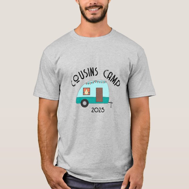 Die Reise-Cousin Camp Retro Camper T-Shirt (Vorderseite)