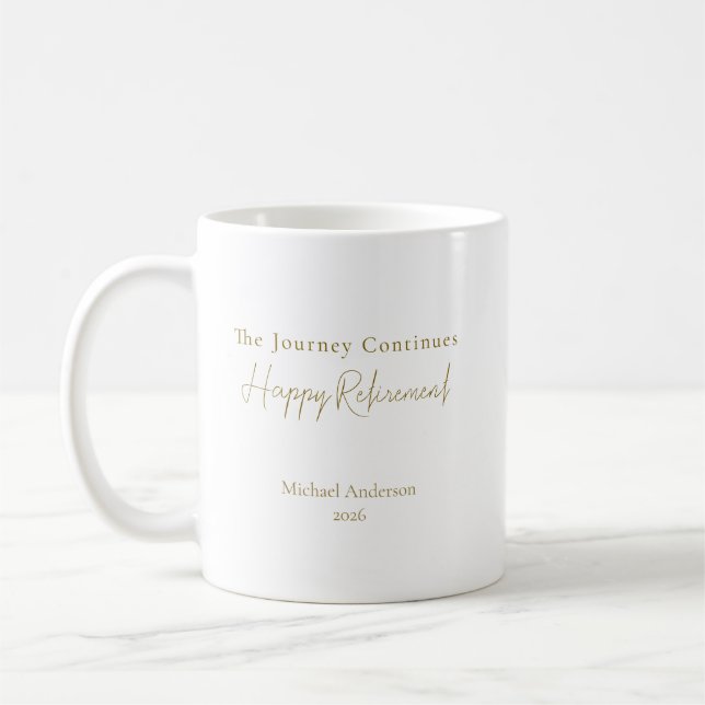 Die Reise geht weiter Personalisiertes Renten-Gesc Kaffeetasse (Links)
