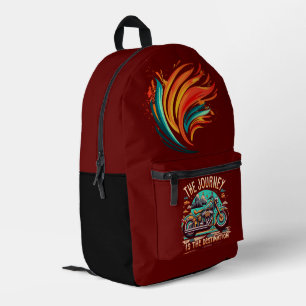 Die Reise ist das Ziel: Vintages Motorrad Bedruckter Rucksack