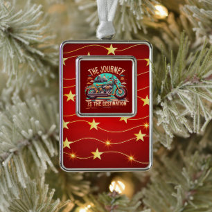 Die Reise ist das Ziel: Vintages Motorrad Rahmen-Ornament Silber