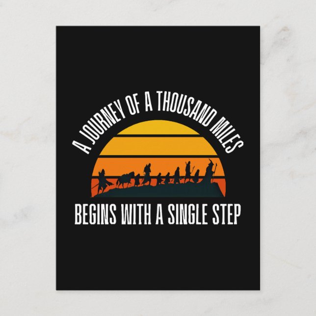 Die Reise tausender Meilen beginnt mit einem Singe Begleitkarte (Vorderseite)
