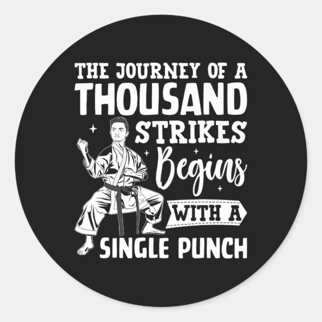Die Reise von tausend Streiks beginnt mit einem Si Runder Aufkleber (Vorderseite)
