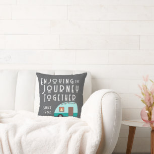 Die Reise zusammen Retro Camper Gray genießen Kissen