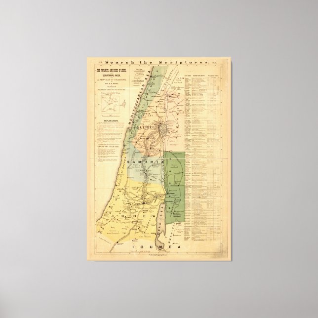 Die Reisen und Taten Jesu Karte (1881) Leinwanddruck (Vorderseite)