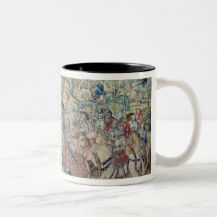 Die Reiter, von der Tapisserie von 'David Zweifarbige Tasse