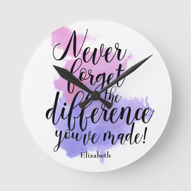 Die Rente vergisst nie den Unterschied, den Sie ge Runde Wanduhr (Vorderseite)