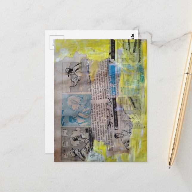 Die Retro-Arbeitenden Männer Mixed Media Collage Postkarte (Vorderseite/Rückseite Beispiel)