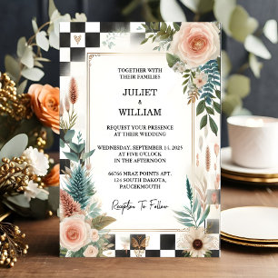 Die Retro Boho Studio kreative Illustrierte Hochze Einladung