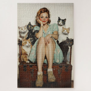 Die Retro Crazy Cat Lady Vibes Puzzle