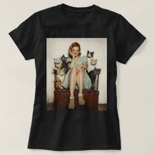 Die Retro Crazy Cat Lady Vibes T-Shirt