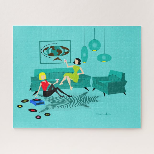 Die Retro Nacht des Mädchens im Puzzlespiel Puzzle (Horizontal)